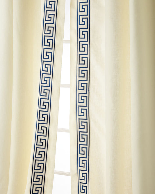 Felix Navy 100% Linen Lined Drapes (Pair)