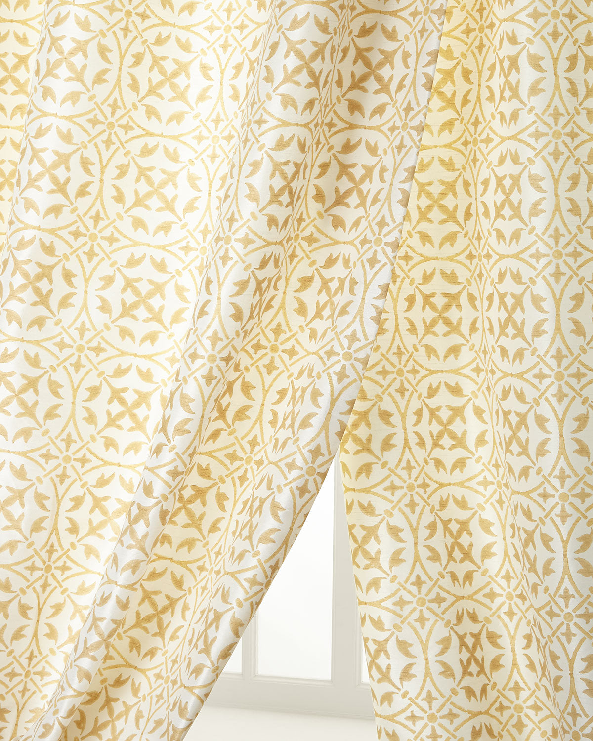 Avery Hand Block Printed Faux silk Drapes (Pair)