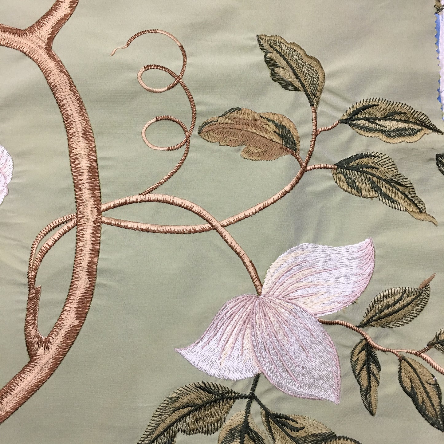 Stella Aqua Faux Silk Embroidery