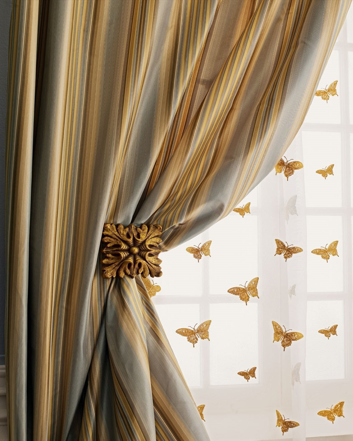 Butterfly Silk Organza Drapes (Pair)