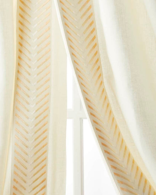 Rio Cream 100% Linen Lined Drapes (Pair)