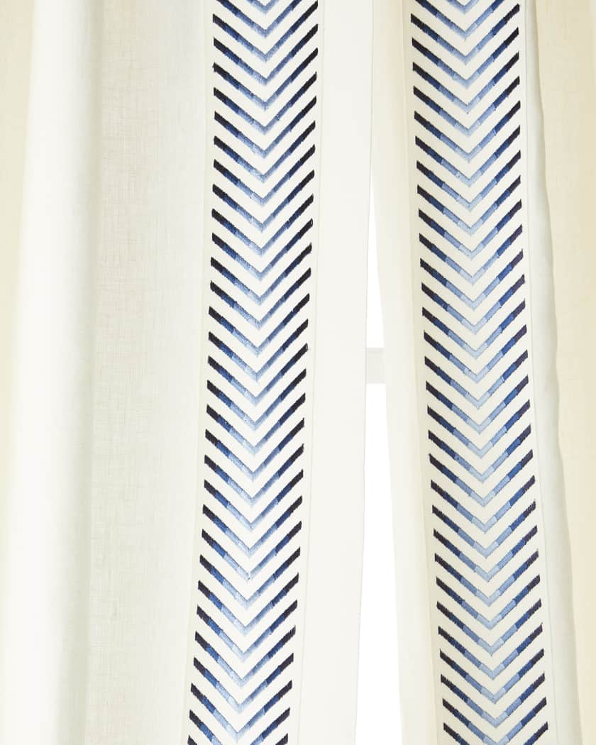 Rio Navy 100% Linen Lined Drapes (Pair)