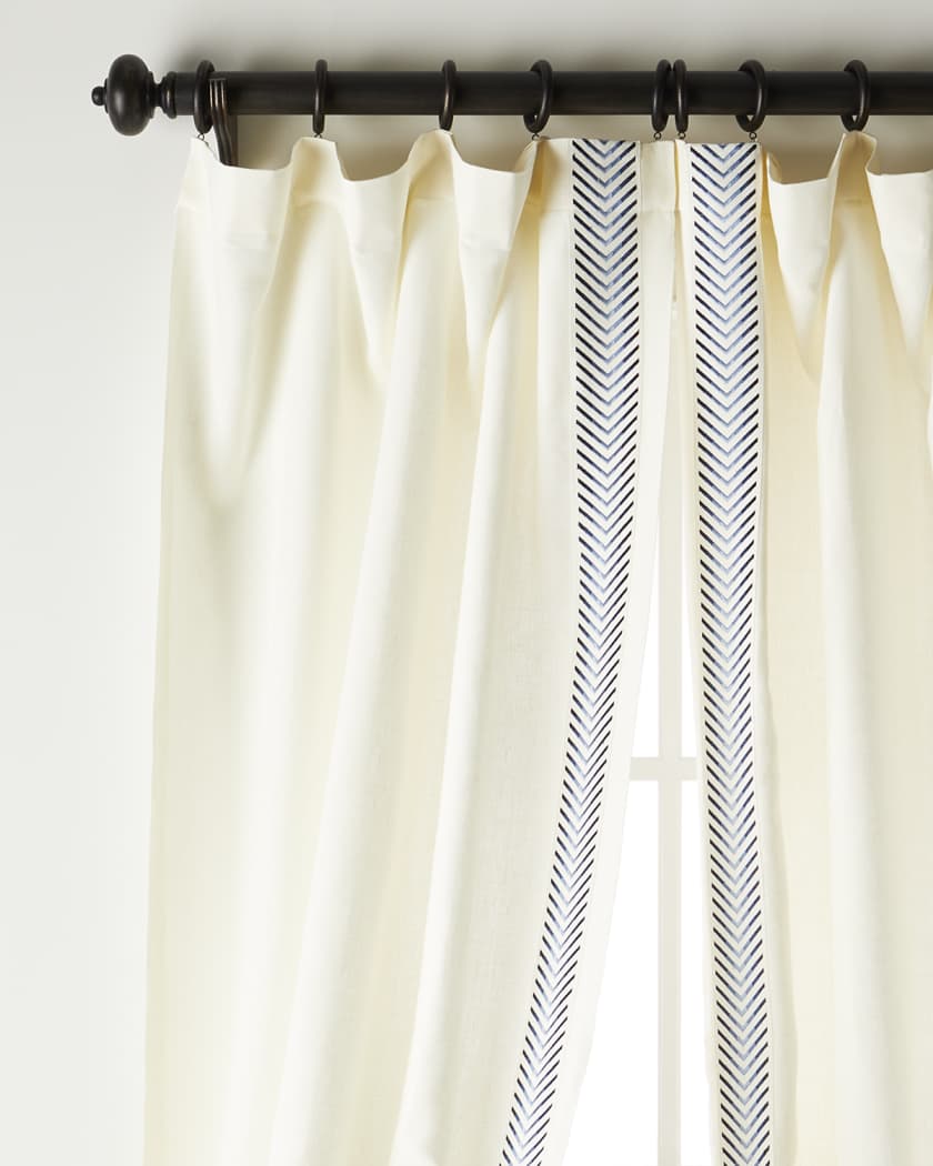 Rio Navy 100% Linen Lined Drapes (Pair)