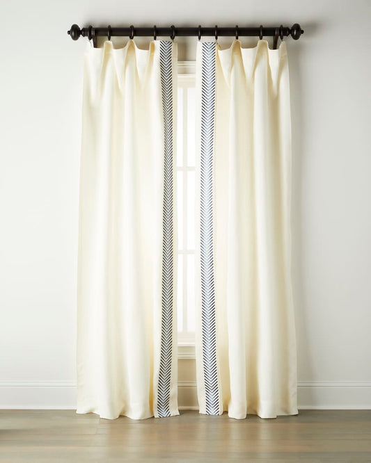 Rio Navy 100% Linen Lined Drapes (Pair)