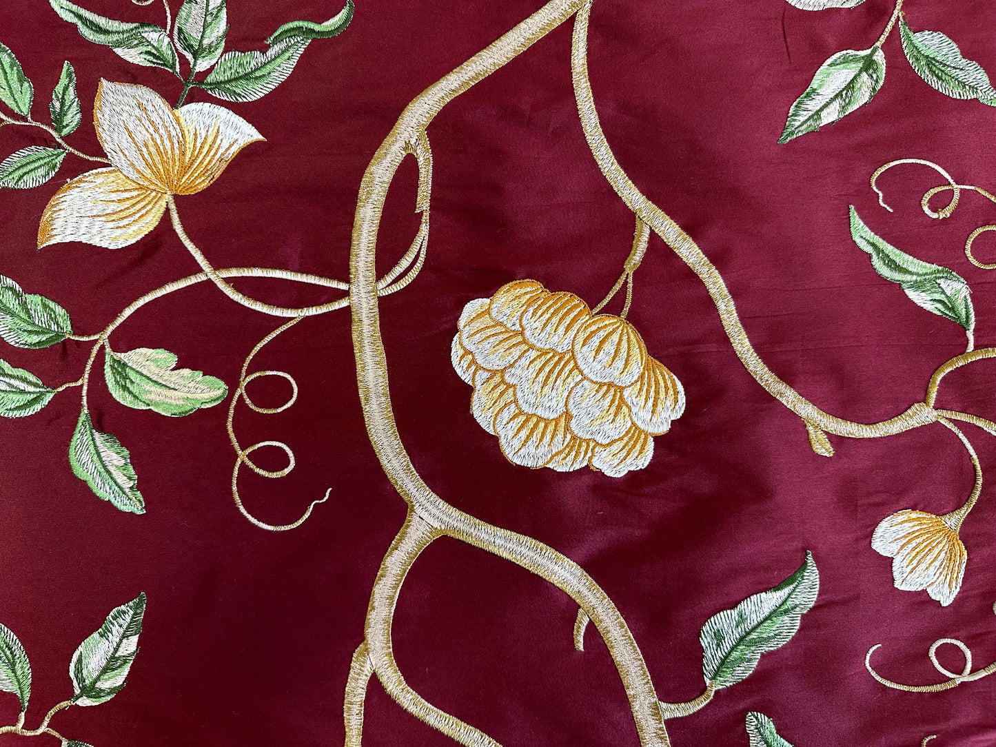 Stella Burgundy Faux Silk Embroidery