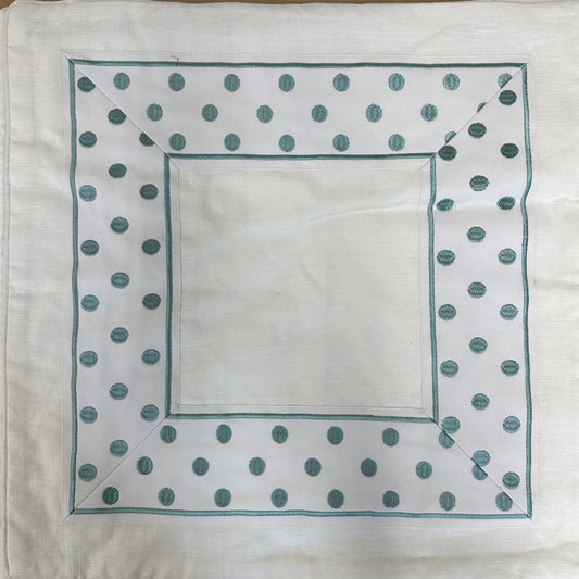 Dot Spa Green on Cream Linen